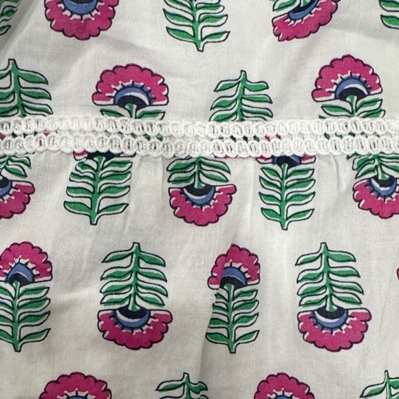 J. Crew Smocked Tiered Pink and Green Leaf Elastic Band Mini Skirt - Picture 4 of 6
